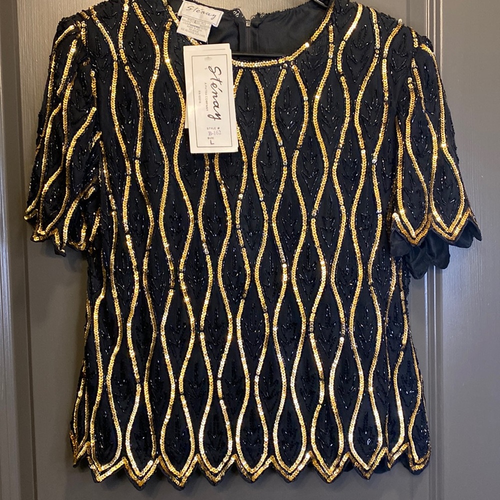 Vintage Silk Sequined Blouse